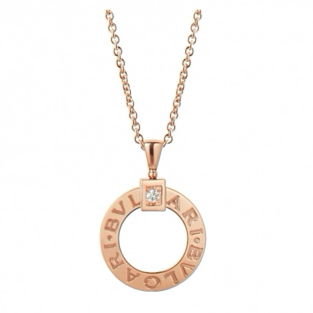 99新 BVLGARI/宝格丽 宝格丽18K玫瑰金圆形镶钻项链 CL854894型号