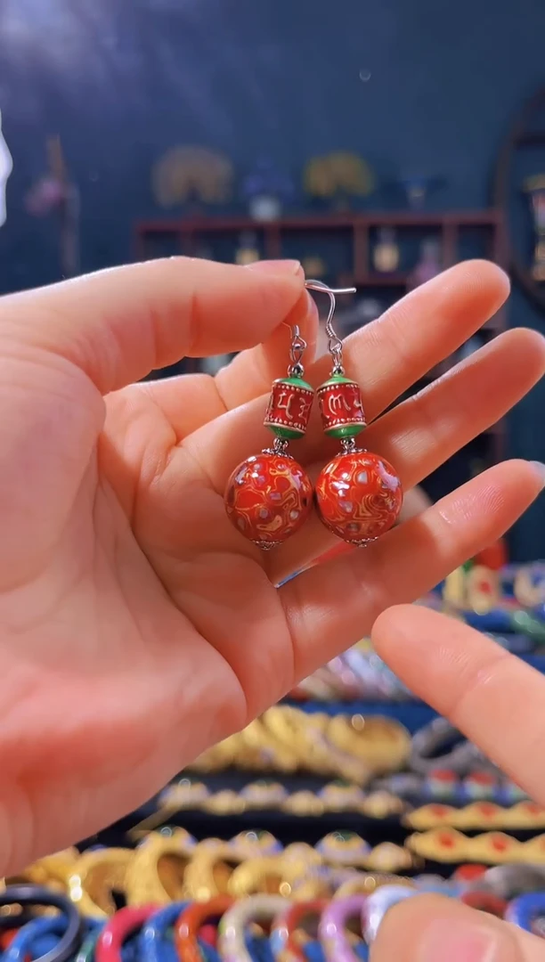 【闪购商品】非遗绝技 犀皮漆耳环 红