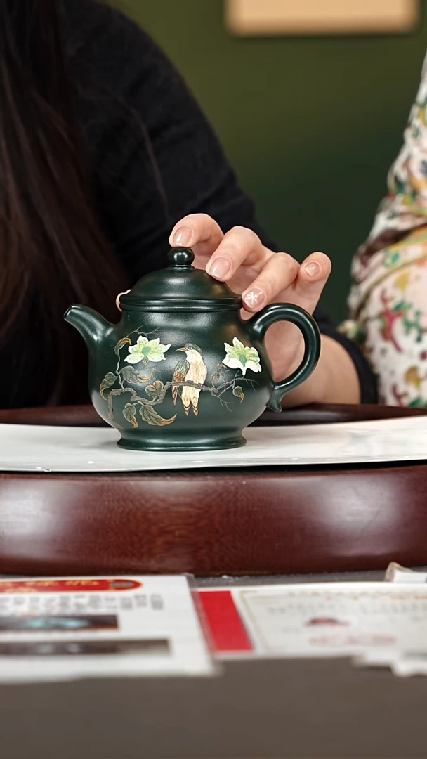 茶壶紫砂60杨建英 潘壶 绿泥柴烧250cc