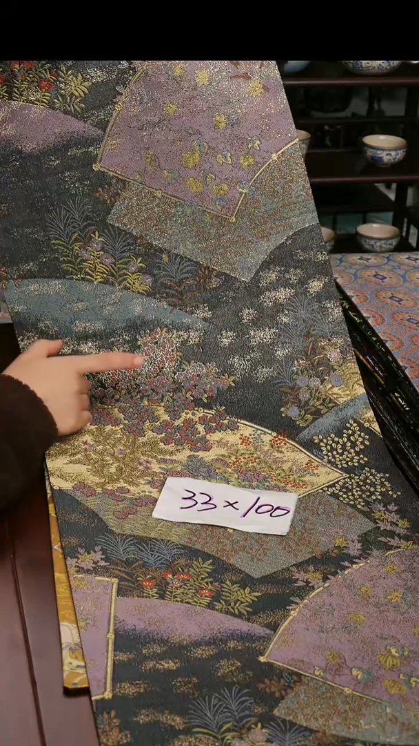 【西阵织金玉满堂蓝单面】中国风干泡织锦茶席33*100