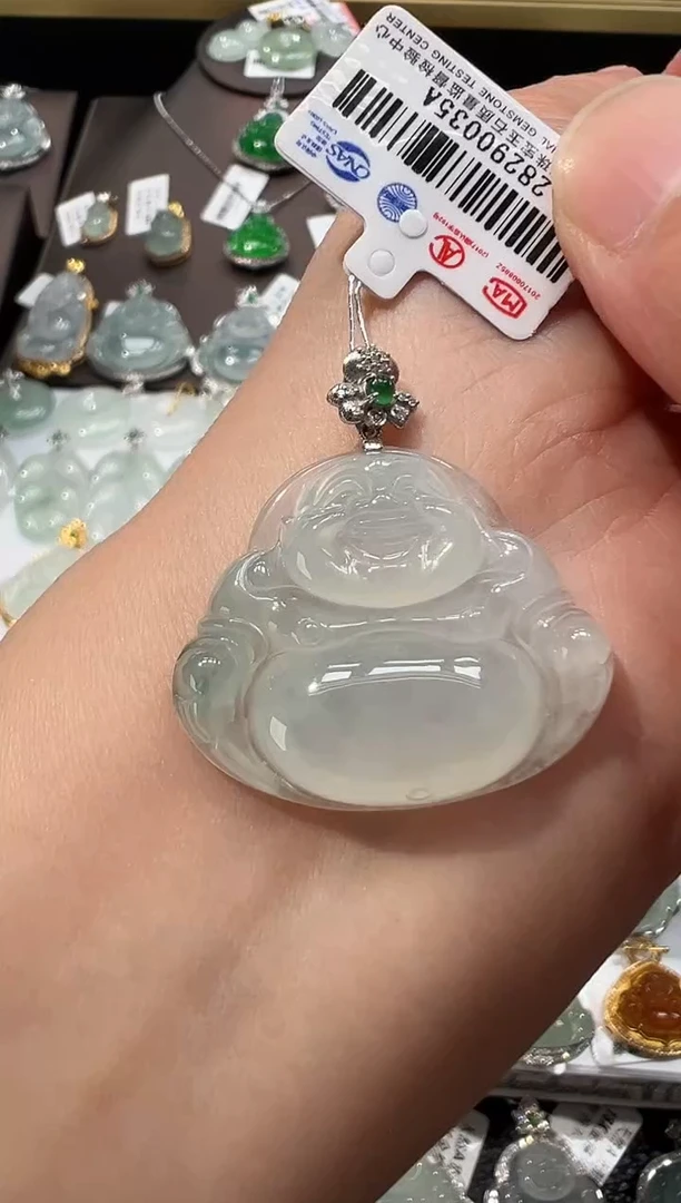 吊坠(不含链)18K金镶嵌翡翠佛公吊坠35A