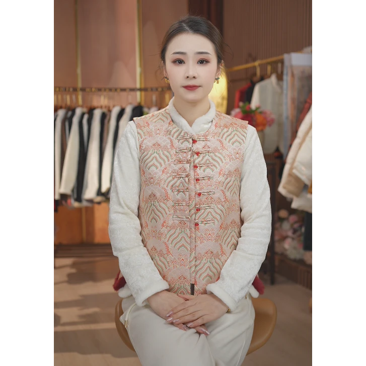《琼华 -棉马甲》新中式提花复古国风休闲百搭高定加厚马甲