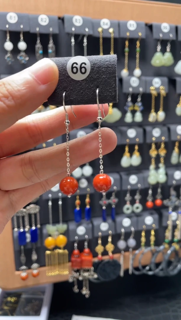 【闪购商品】南红玛瑙耳饰银S925镶嵌0066