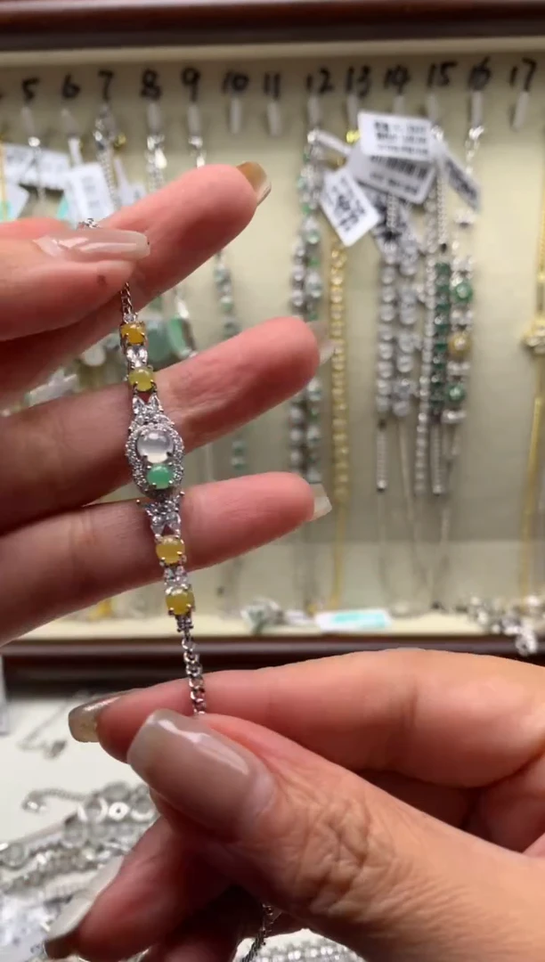 银S925镶嵌戒指翡翠手链4