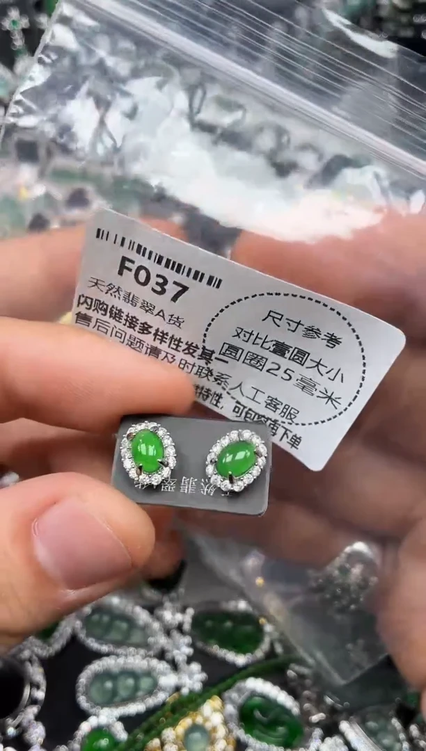 颈饰未镶嵌翡翠F037耳钉