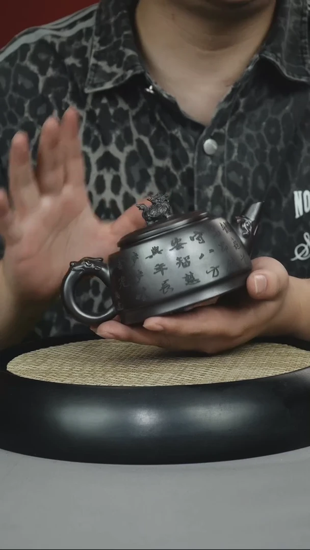 茶壶紫砂铁血红砂 龙龟壶