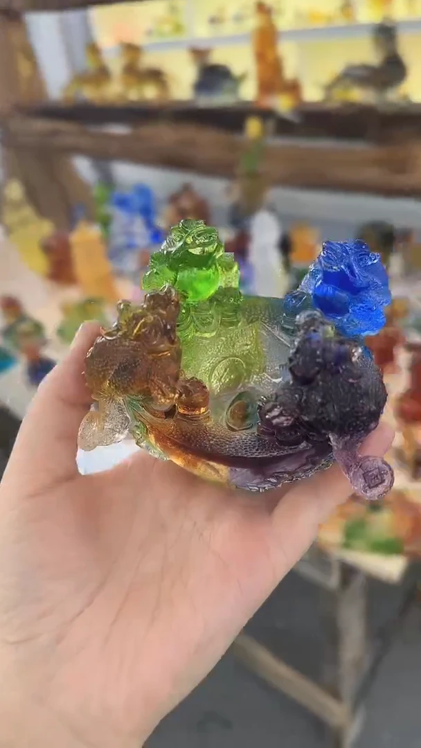 手工艺品琉璃金蟾聚宝盆