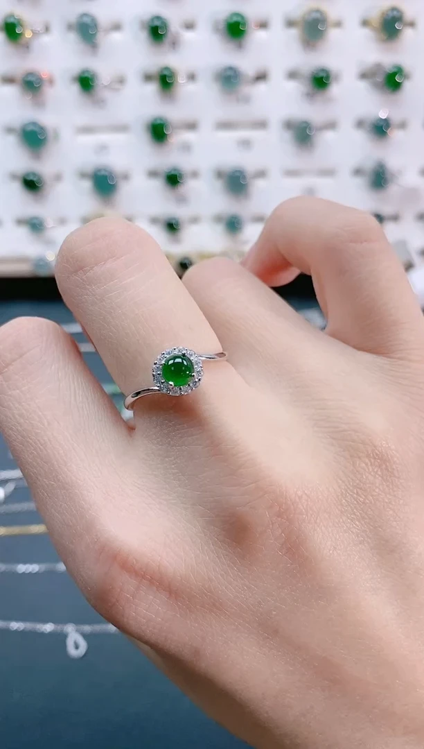 【闪购商品】翡翠戒指银S925镶嵌天然翡翠