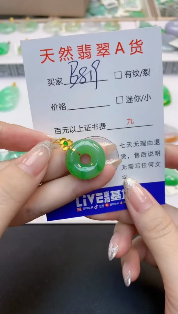 翡翠18K金镶嵌颈饰天然缅甸A货翡翠