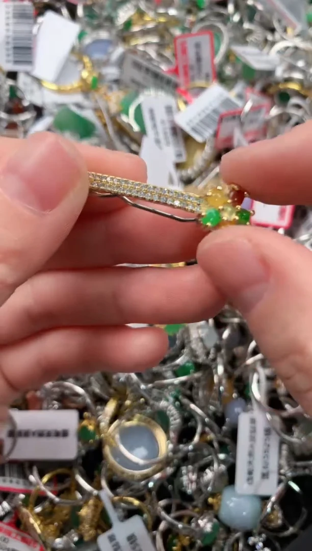 银S925镶嵌戒指翡翠555   9