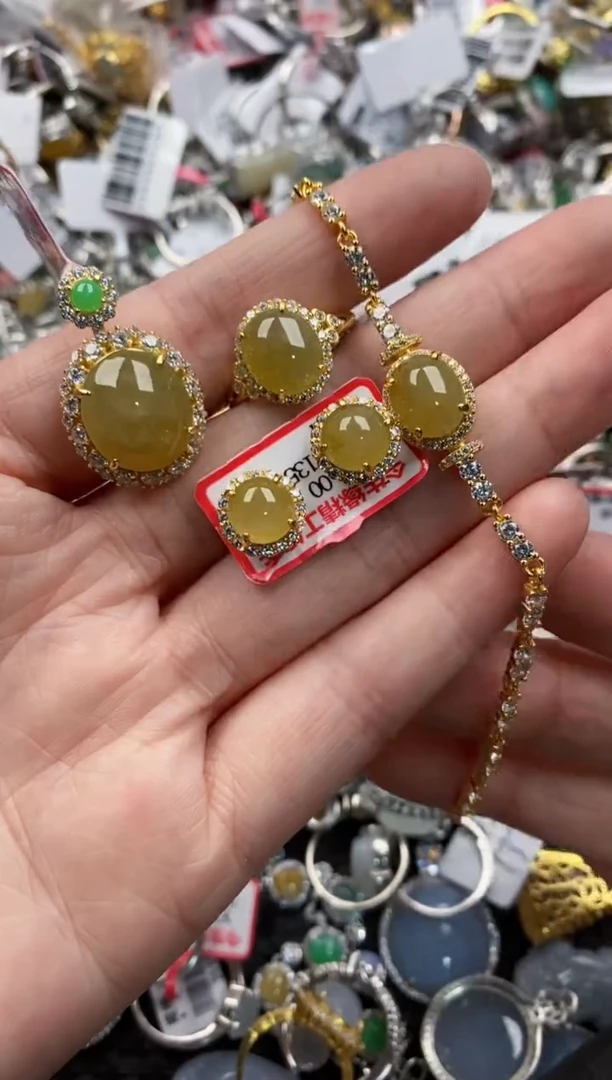 银S925镶嵌戒指翡翠5555----5