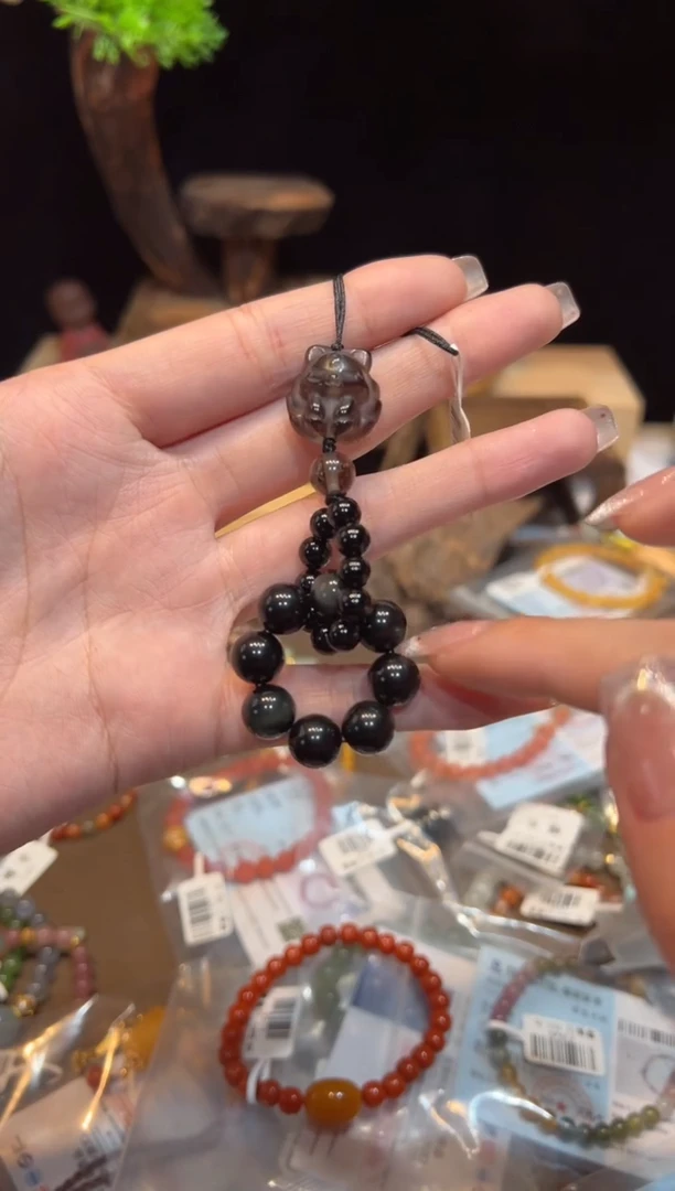 【闪购商品】黑曜岩手链未镶嵌挂件@@Z2820