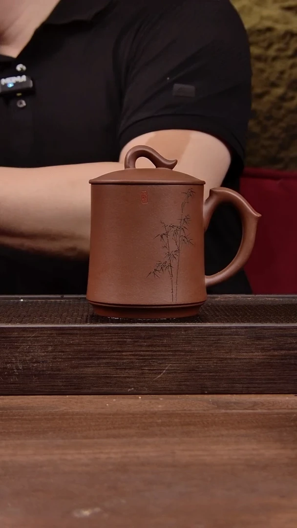 茶壶紫砂紫泥刻绘盖杯   一帆风顺