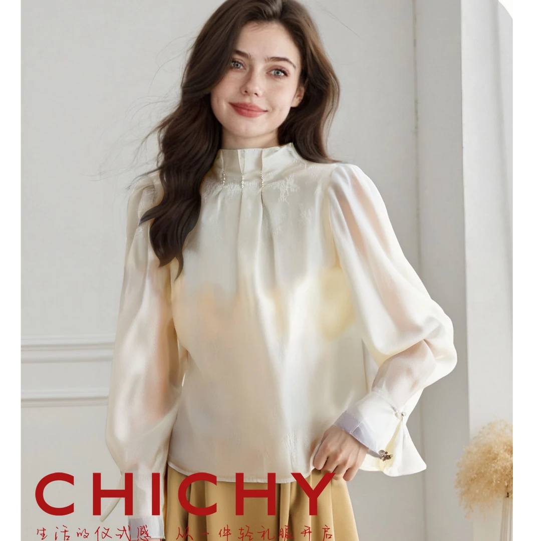 【陈大可专属】CHICHY设计感别致千金风上衣衬衫CB1E001252