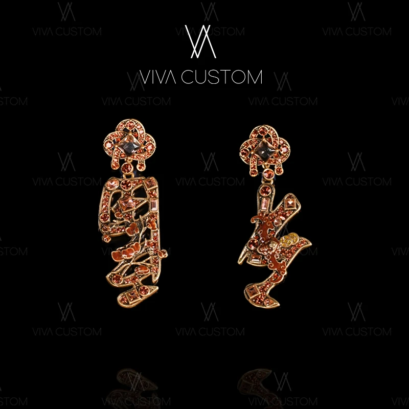 铜合金合成锆石耳饰 （精工系列）小众高级气质福禄耳钉