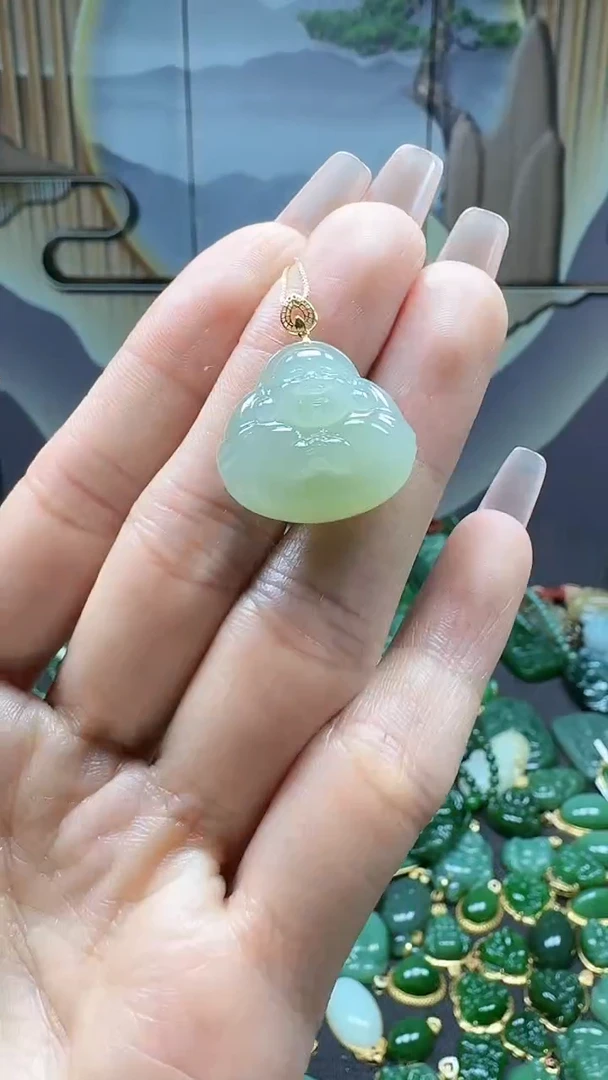 【闪购商品】和田玉吊坠(不含链)18K金镶嵌1