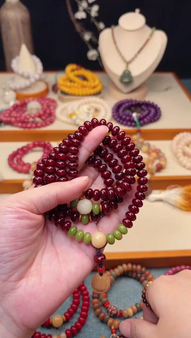 手串白玉菩提道木笔记 红菩提多圈108颗F手