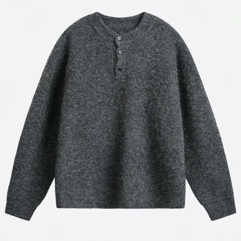 羊毛衫针织衫男士平纹亨利领毛衣秋冬男士长袖打底衫保暖休闲羊绒