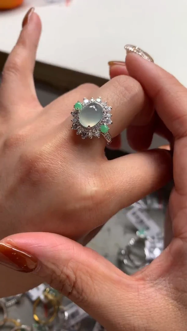 银S925镶嵌戒指翡翠34