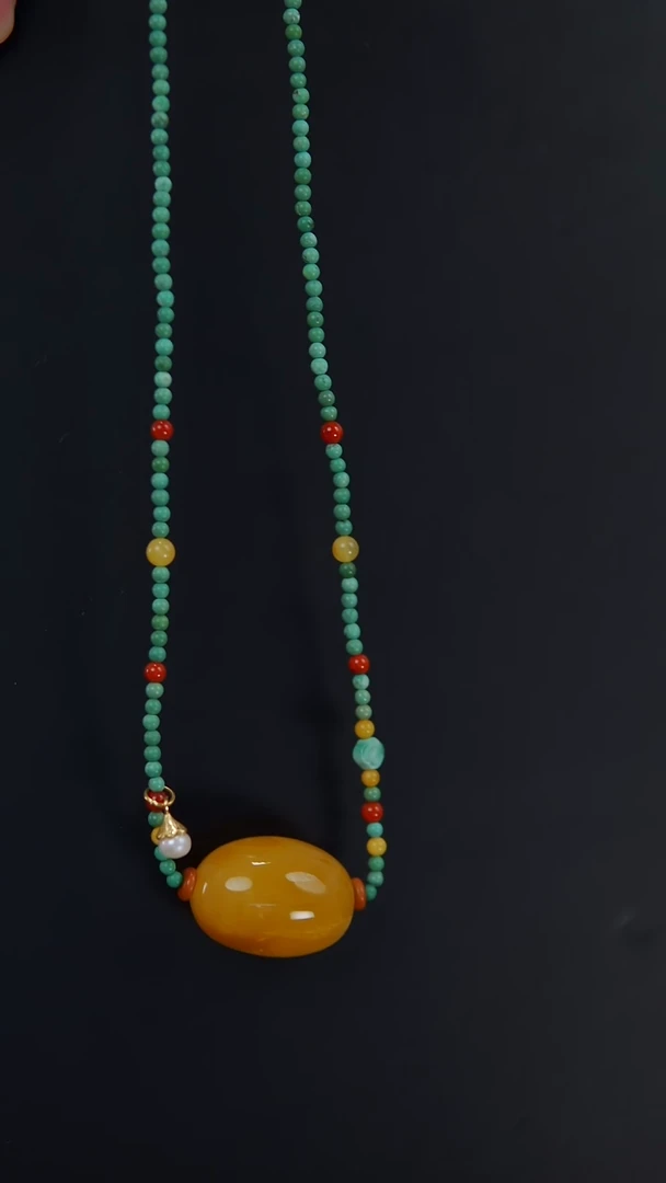 【闪购商品】蜜蜡颈饰未镶嵌焦皮料枣珠锁骨链14.95