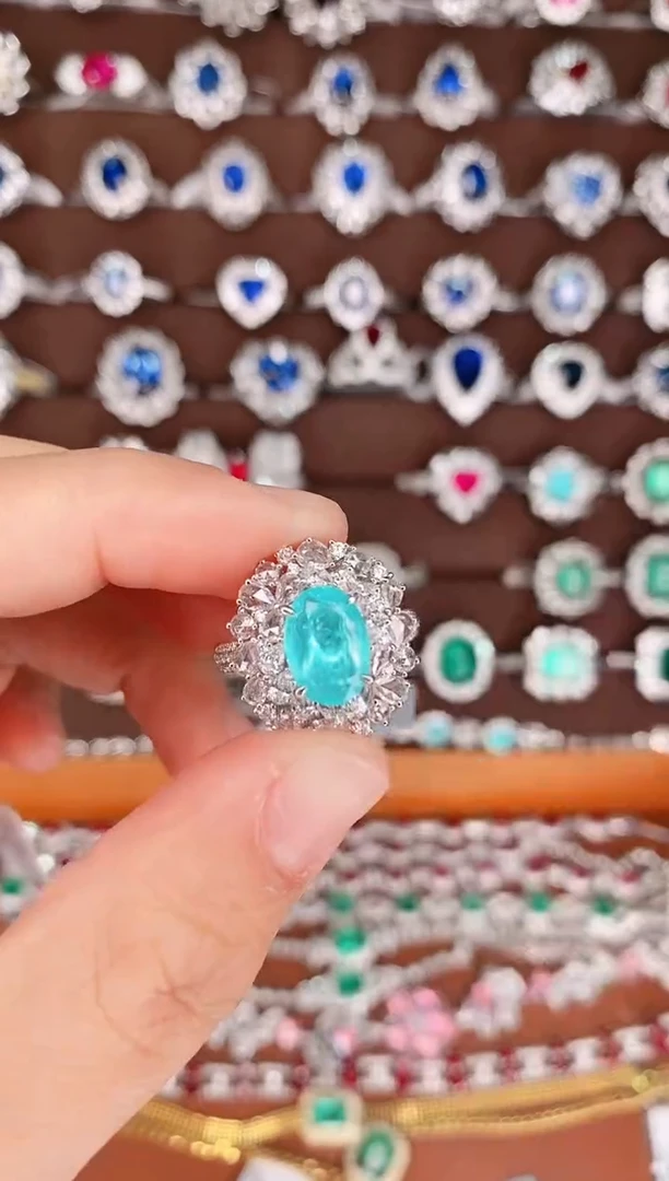 【闪购商品】帕拉依巴碧玺18K金戒指18K金镶嵌·