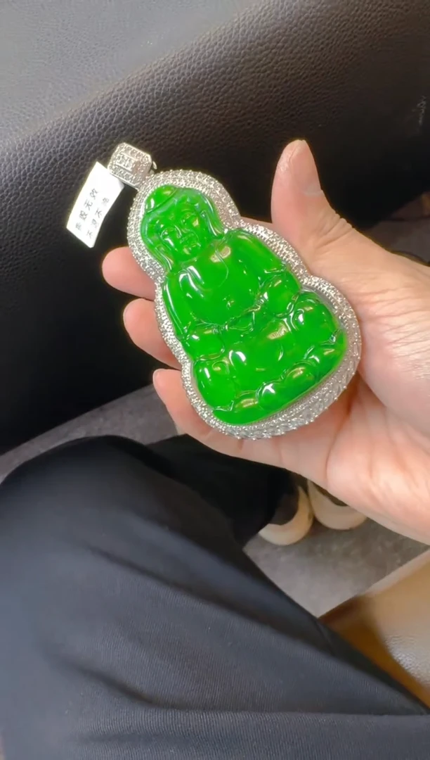 翡翠银S925镶嵌吊坠(赠链)天然A货翡翠