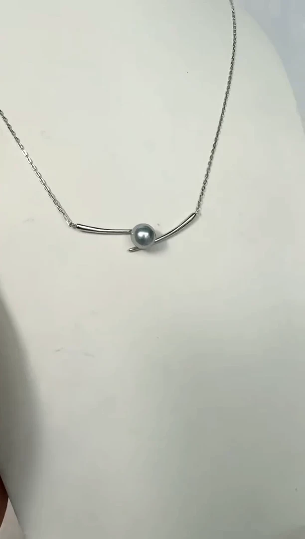颈饰银S925镶嵌海水珍珠项链