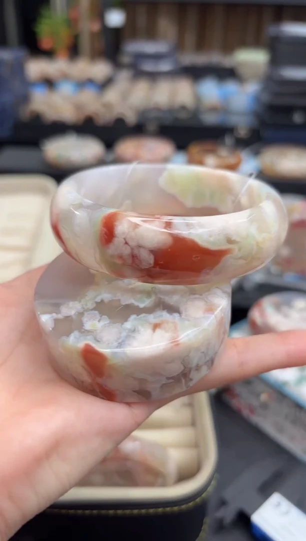 未镶嵌手镯石英质玉92(61圈赠送镯心)不退不换玉化纹