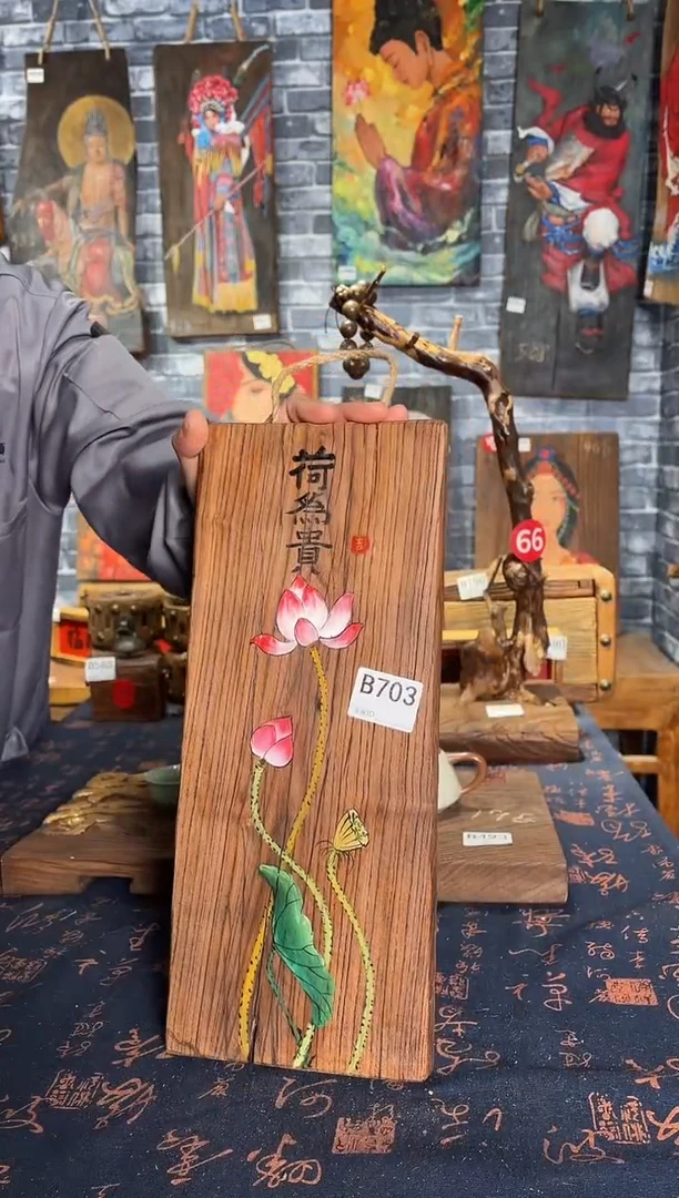 风化老门板丙烯画