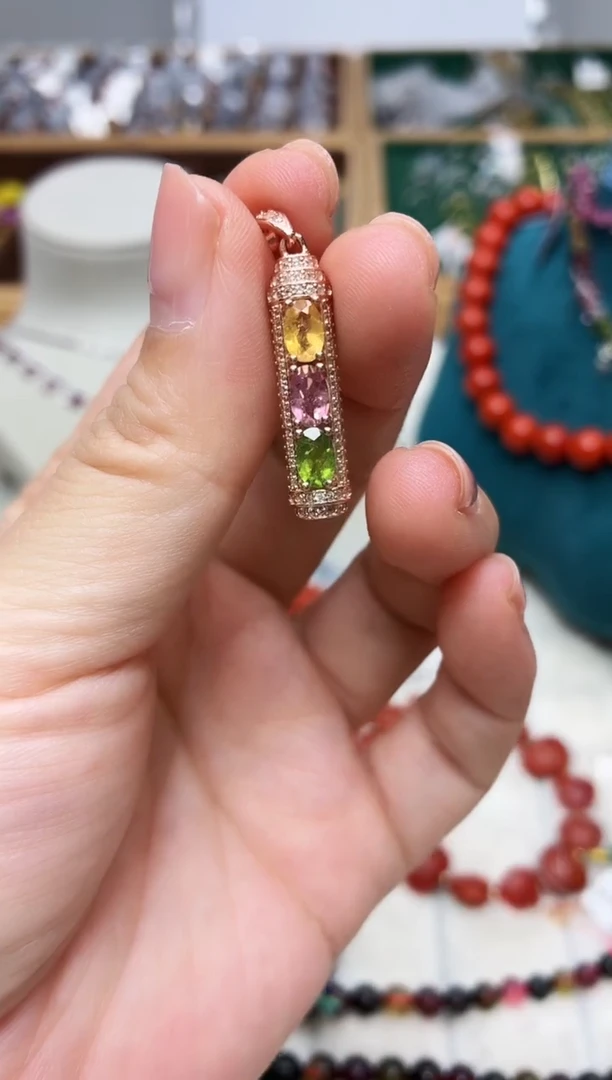 银S925镶嵌吊坠碧玺473BJ1212产品一个（多样性）