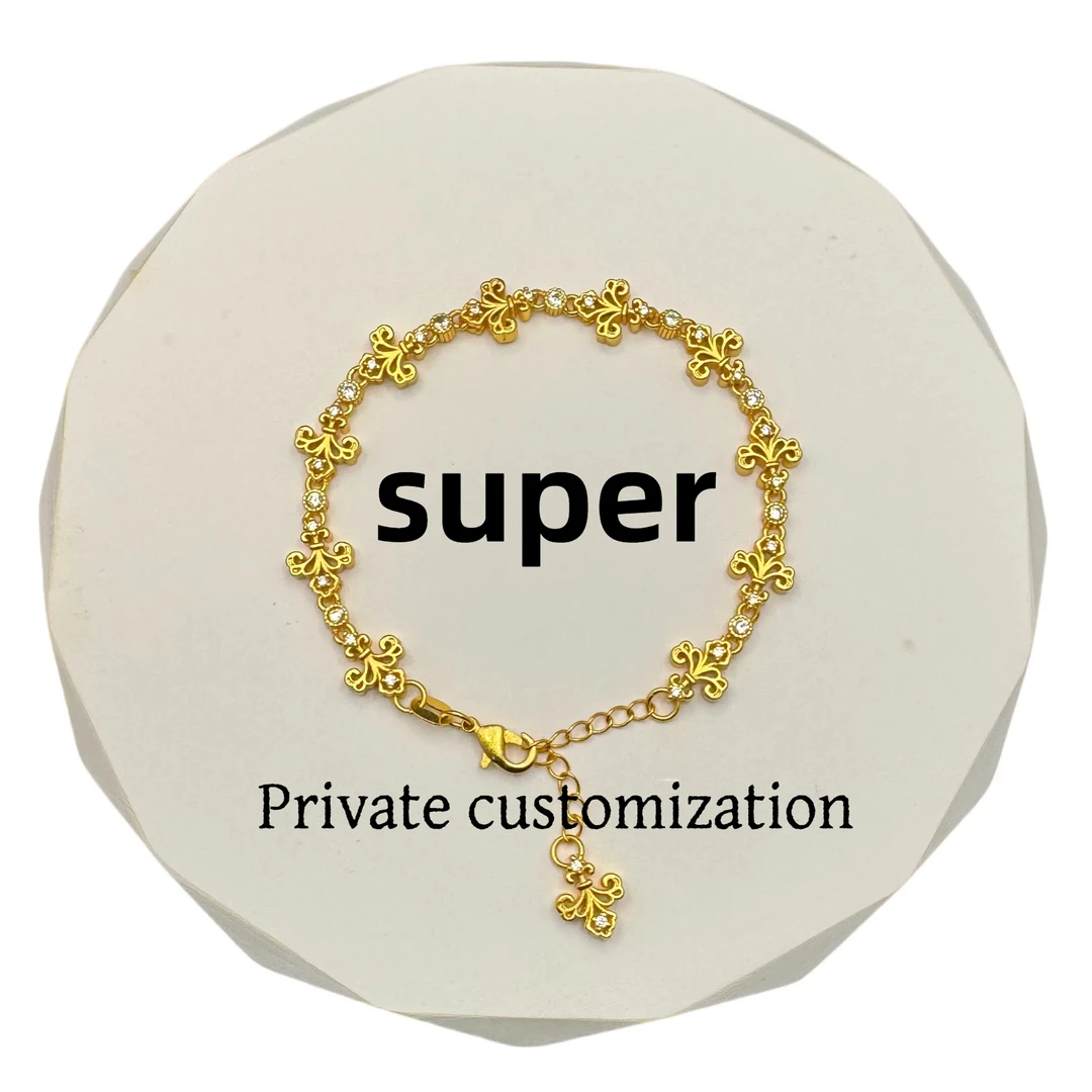 铜合金锆石手链 轻奢时尚鸢尾花手链气质百搭