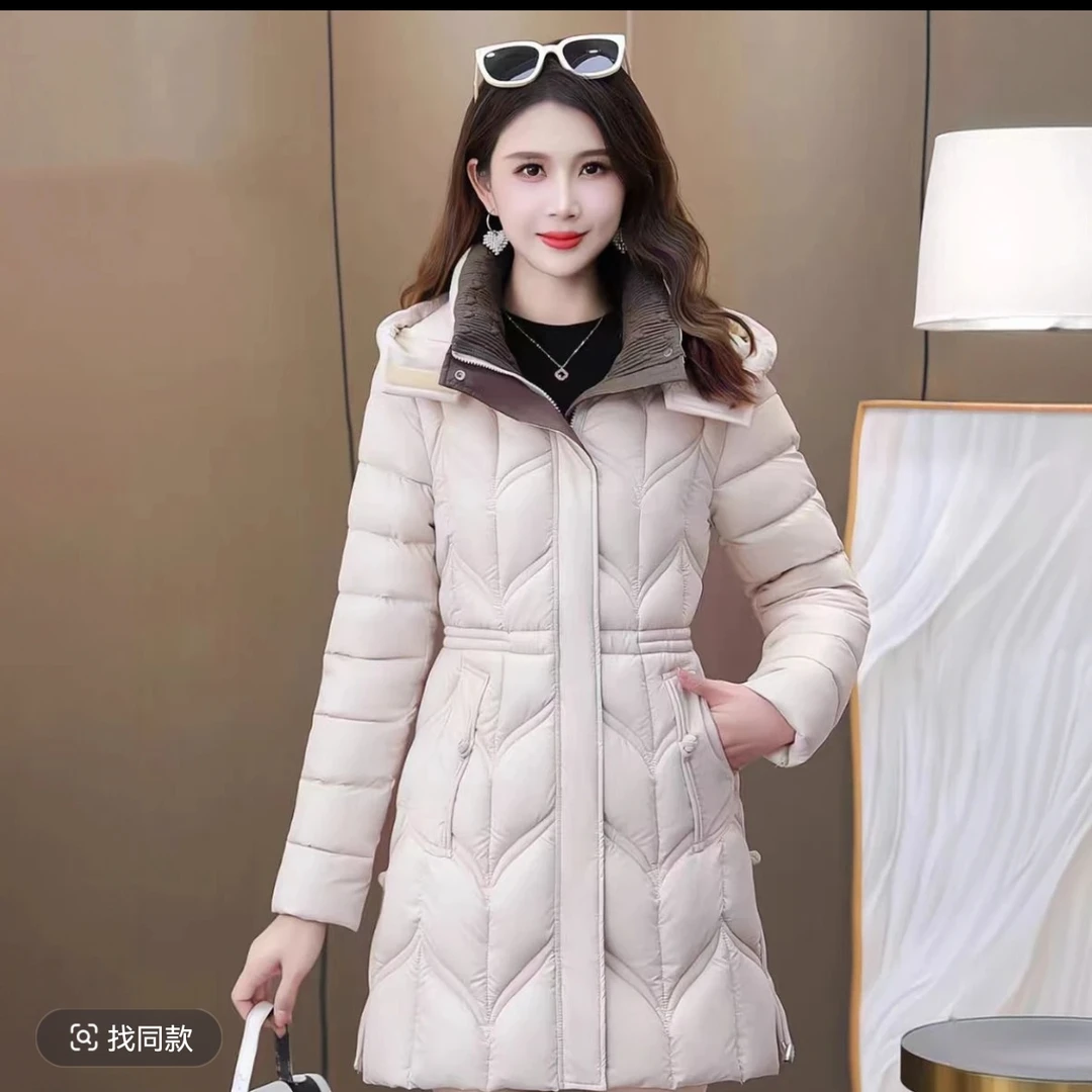 高端石墨烯锁温中长款防寒服新中式女装