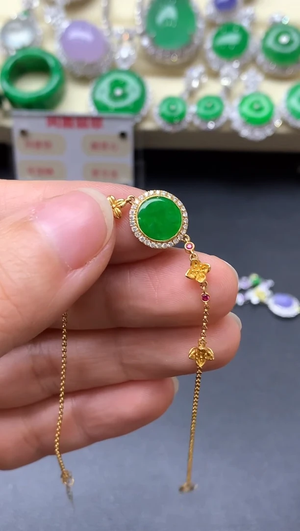 18K金镶嵌手链翡翠352-中国好珍宝