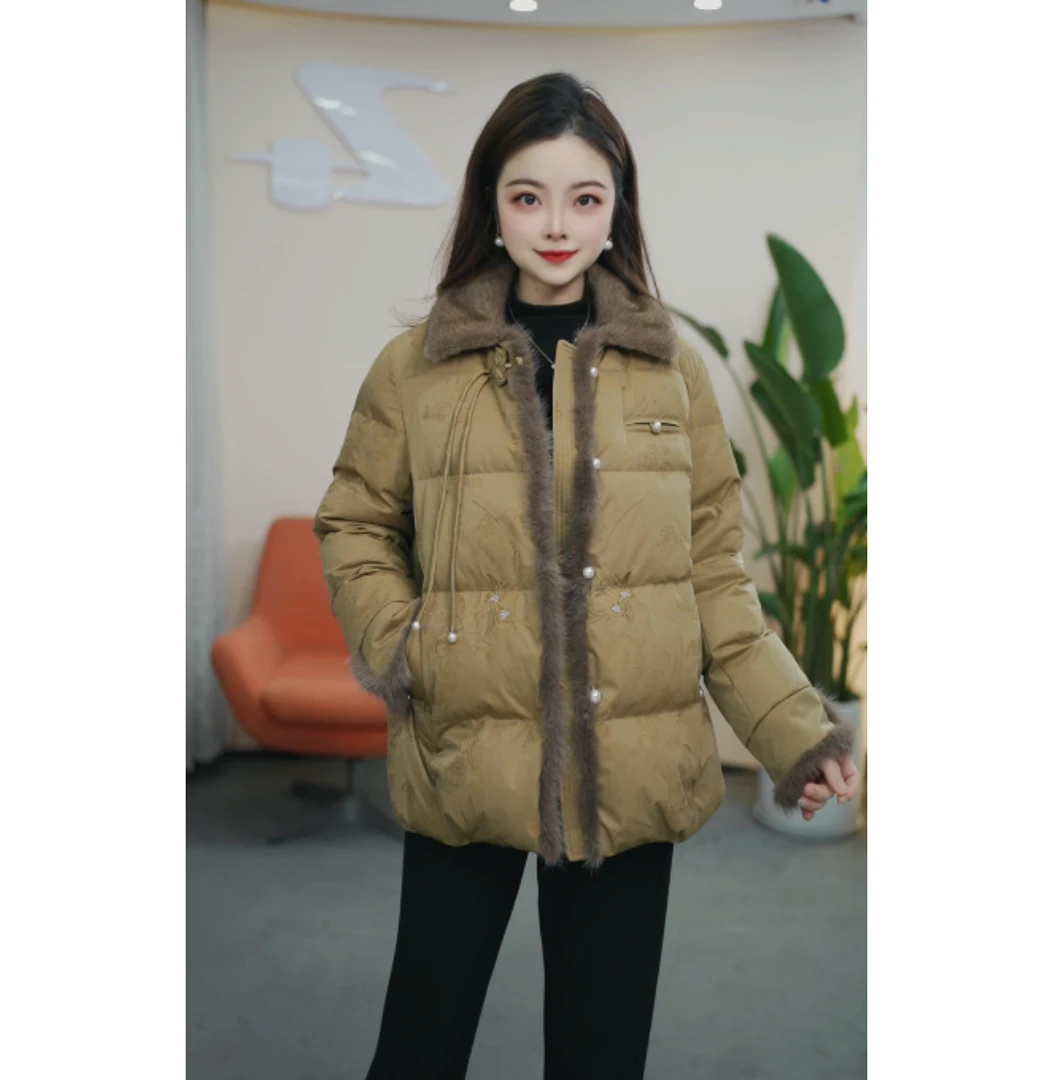 【梓桐定制】D397新中式鹅绒服气质百搭大码鹅绒服女小个子显瘦
