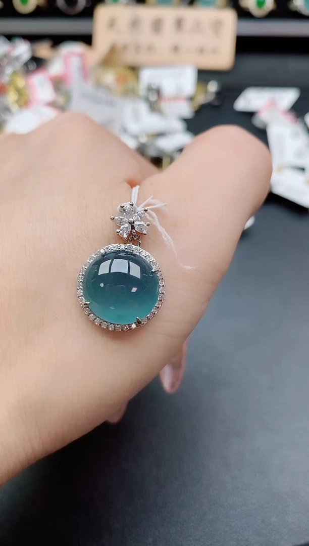 吊坠(赠链)银S925镶嵌翡翠1