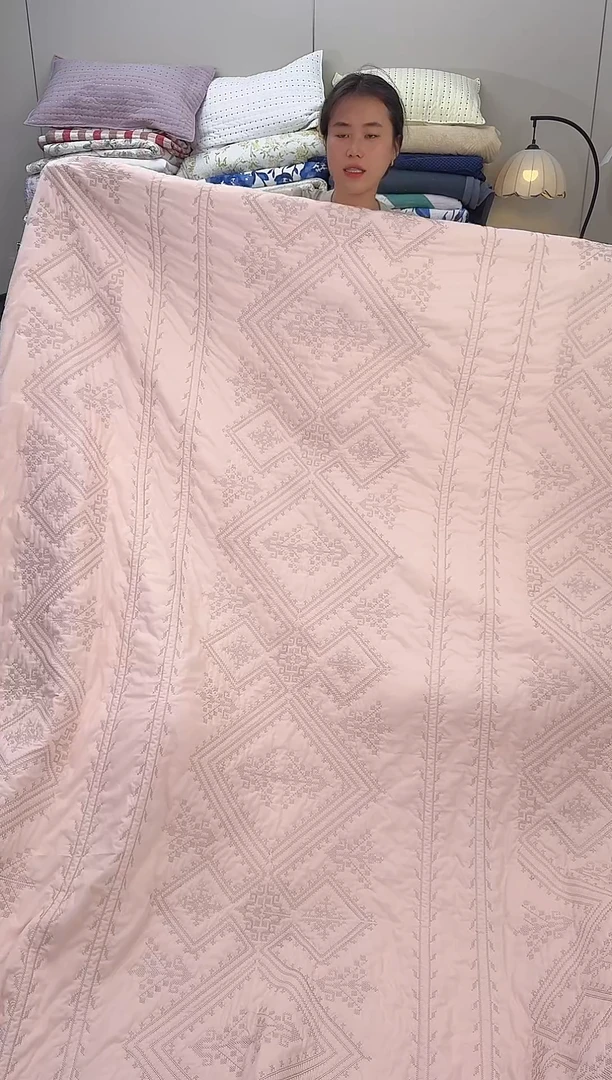 棉纯棉粉色金丝罗线格230*250