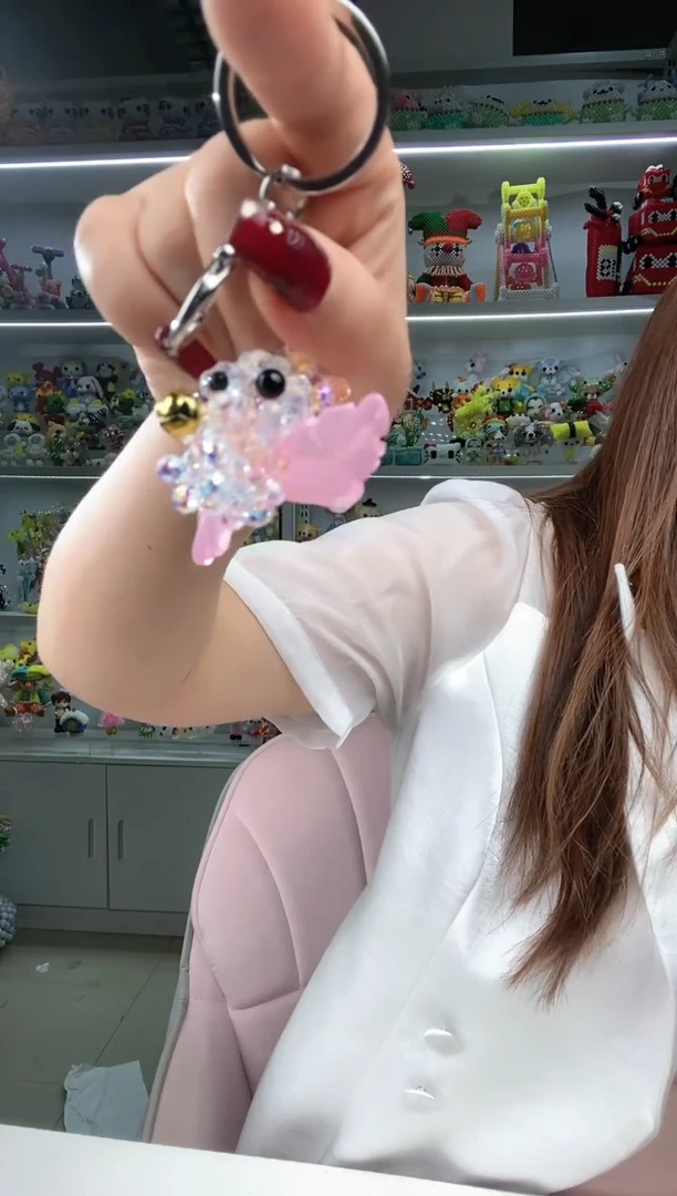 玻璃1057卡6华子球珠天使熊材料包1套粉色