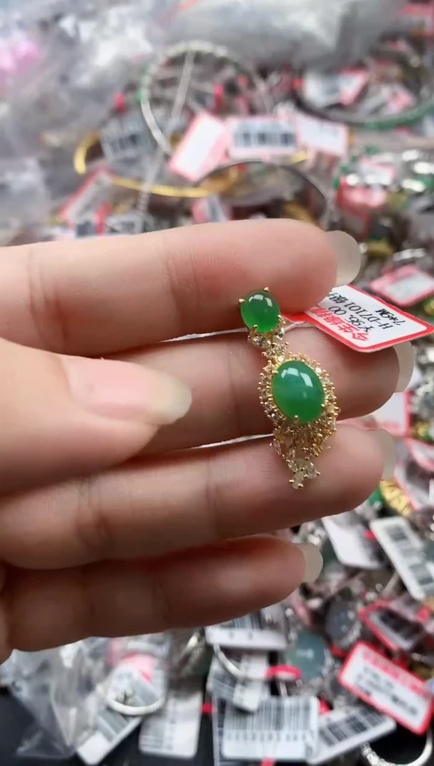 银S925镶嵌戒指翡翠天然A货缅甸翡翠