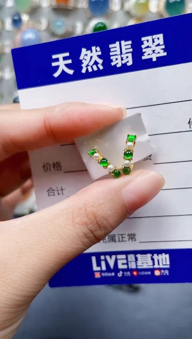 银S925镶嵌翡翠耳饰365