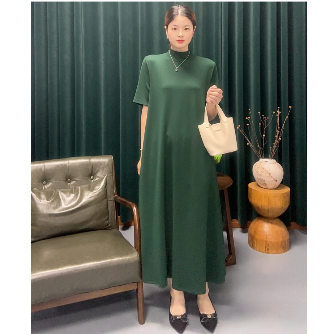 {橙衣纤服}夏季宽松休闲气质高领宽松休闲A字裙TC8047