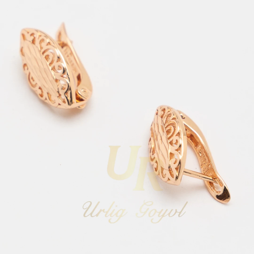 合金锆石耳饰 16-【顺丰包邮-无运费险】俄式花纹扣 玫瑰金色耳饰