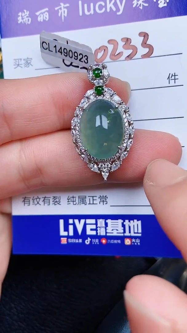 颈饰银S925镶嵌翡翠0233