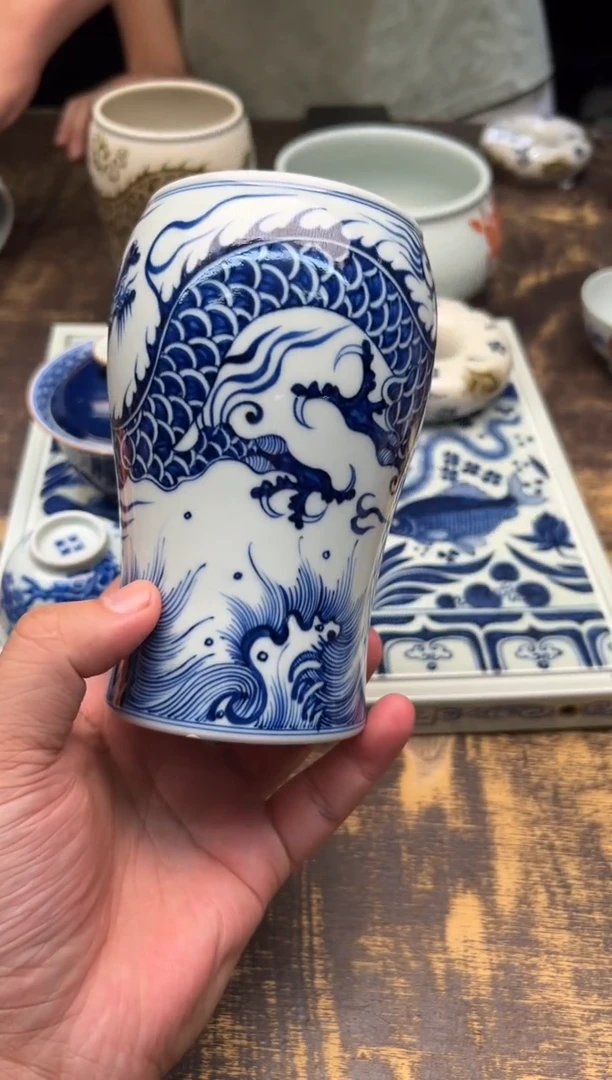 （预售）戏墨柴窑海浪龙纹冠军杯