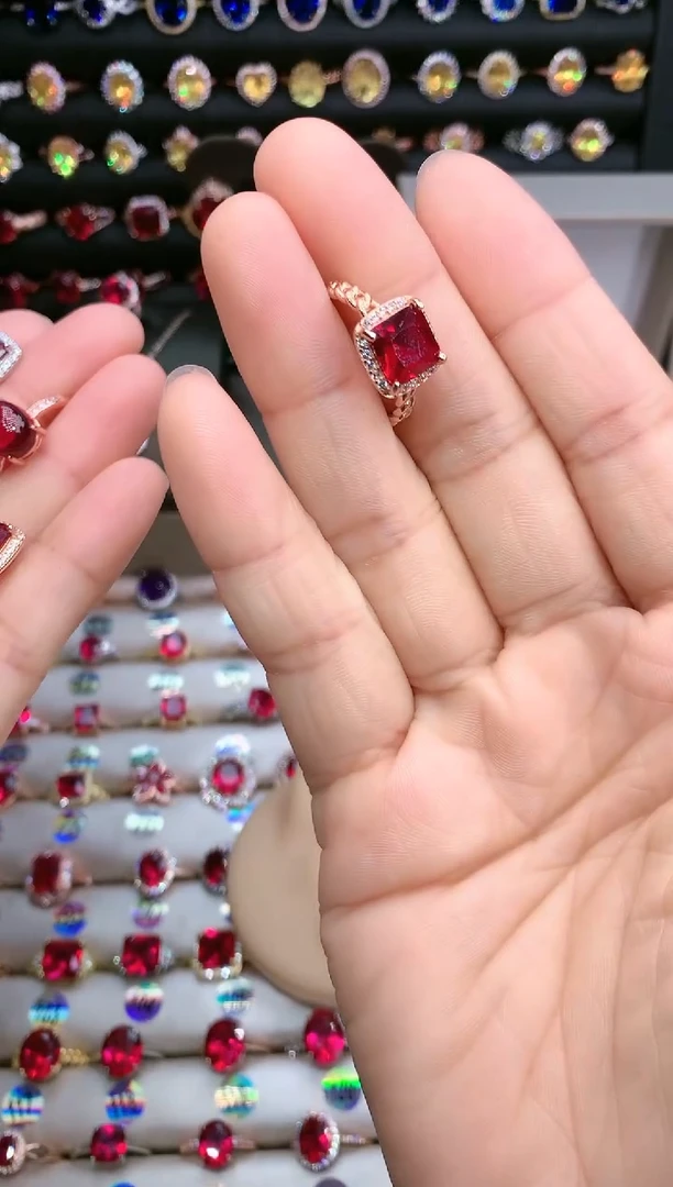 【闪购商品】红宝石戒指银S925镶嵌玫瑰金8