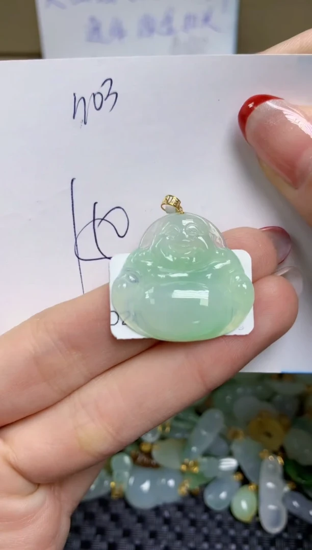【闪购商品】翡翠颈饰18K金镶嵌天然缅甸A货翡翠