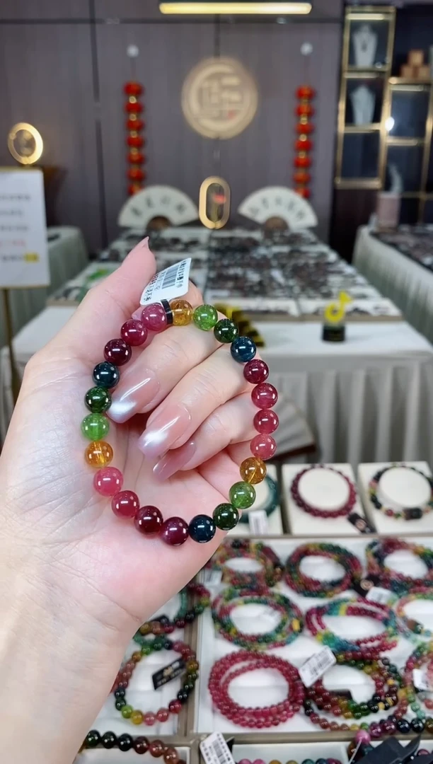 未镶嵌老矿碧玺彩虹单圈手串8mm+碧玺hon多样性发货一条