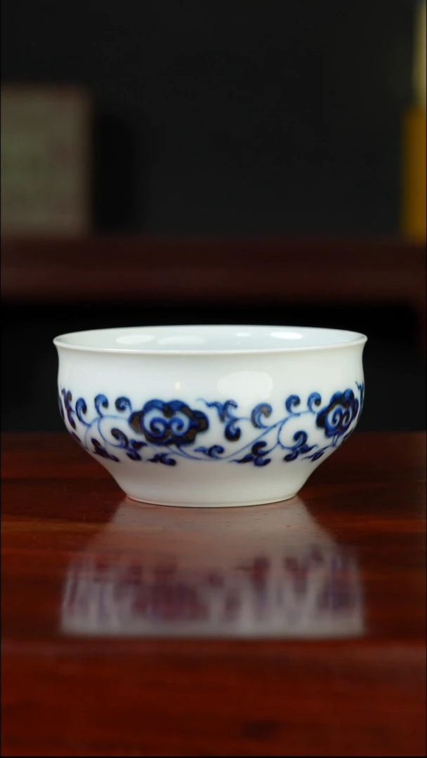 祖传窑  真柴窑传承400年缠枝莲出唇杯