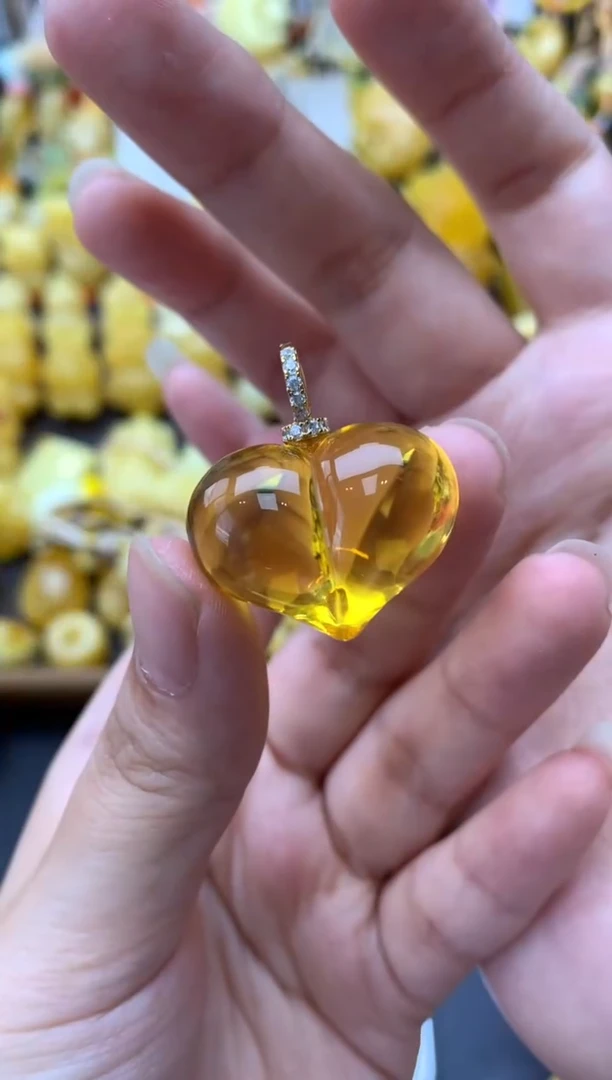 银S925镶嵌琥珀珠宝奇石004琥珀蜜蜡微瑕品