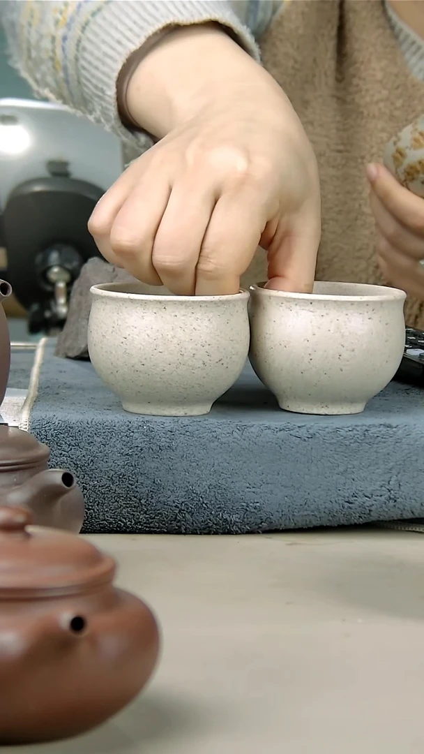 茶壶紫砂白玉段杯子两个100cc