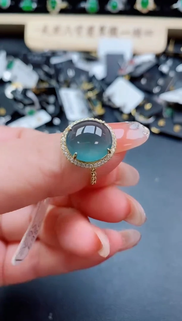 银S925镶嵌戒指翡翠1